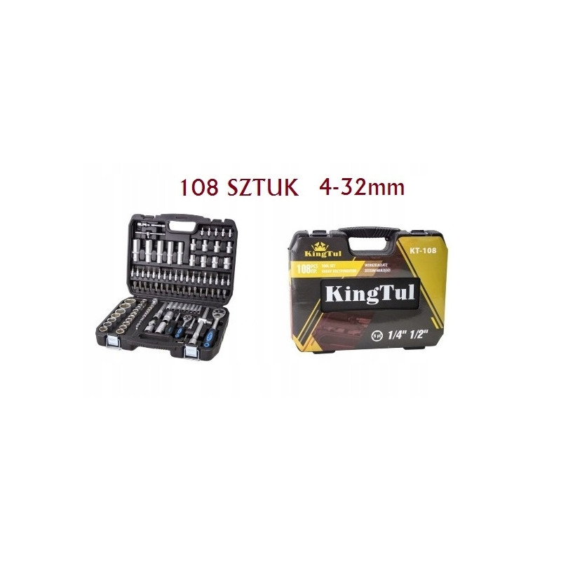 Zestaw kluczy nasadowych 108 sztuk