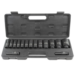 Zestaw nasadek udarowych długich 1/2" 10-36mm 6-kątne