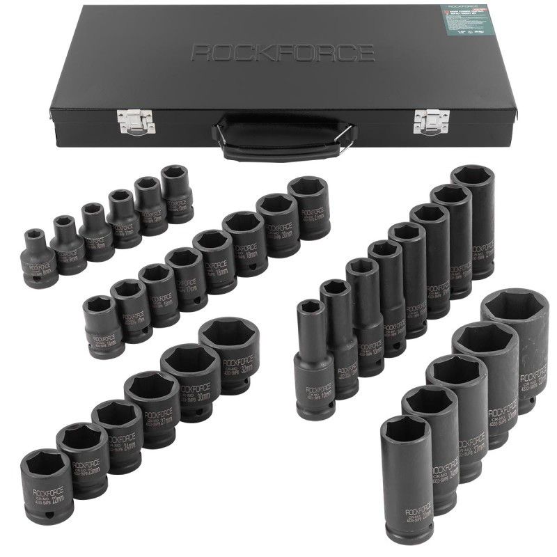 Zestaw nasadek udarowych długich 1/2" 8-32mm 6-kątne