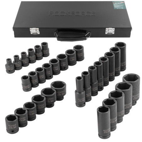 Zestaw nasadek udarowych długich 1/2" 8-32mm 6-kątne