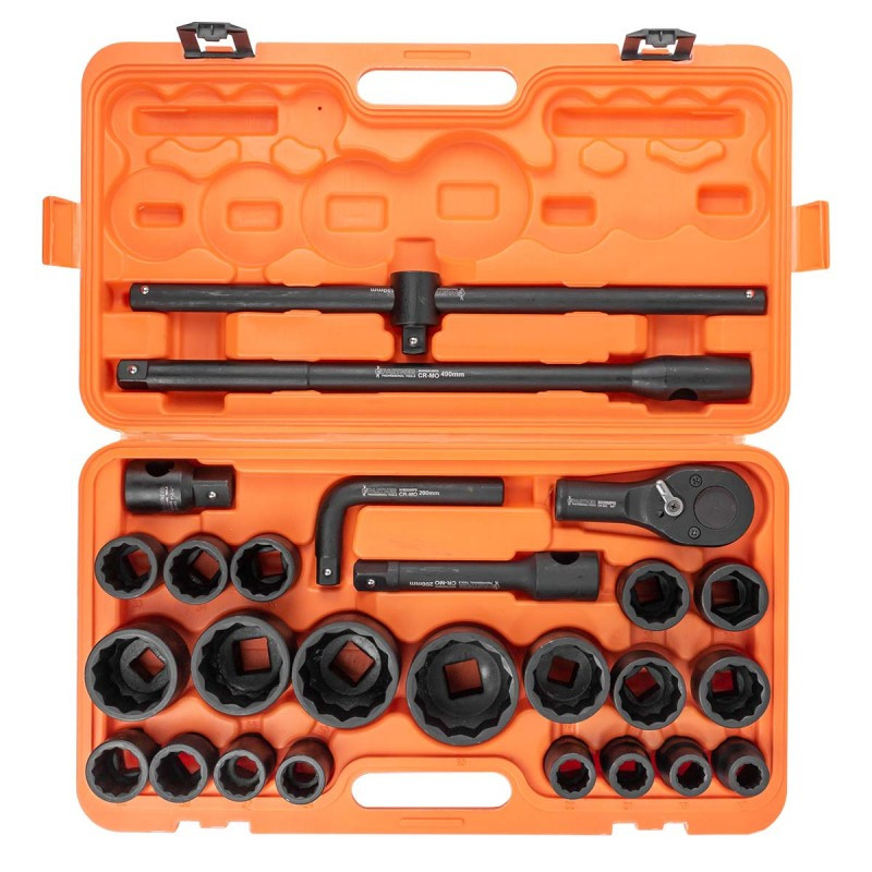 Zestaw nasadek udarowych 3/4" 12-kątne 17-65mm 26el walizka