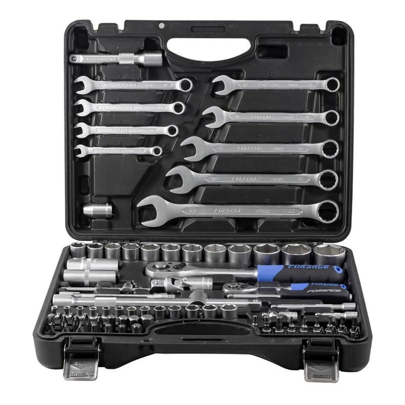 Zestaw klucze nasadki bity 1/2'' 1/4'' 82 el walizka