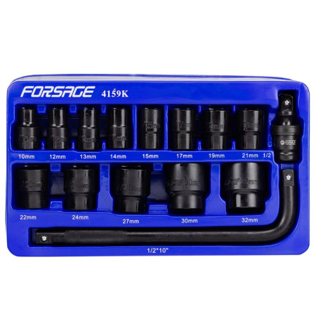 Zestaw nasadek udarowych 1/2" 10-32mm 6-kątne