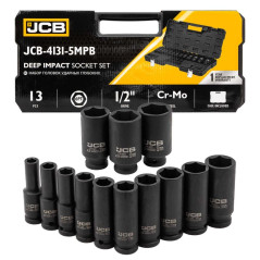 Zestaw nasadek udarowych głębokich 10-32mm stal Cr-Mo 1/2" 13el JCB