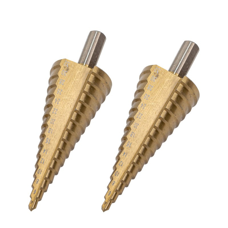 Wiertło wiertła stożkowe stopniowe choinkowe 2 el do metalu drewna 4-32mm Wiertło wiertła stożkowe stopniowe choinkowe 2 el do metalu drewna 4-32mm