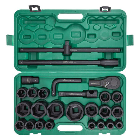 Klucze nasadowe udarowe  3/4'' 17-65mm 6-kątne 25el walizka
