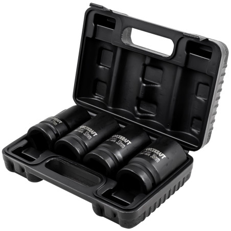 FORCEKRAFT Zestaw 4 nasadek UDAROWYCH GŁĘBOKICH w walizce 1" 12-kątne 27-36mm