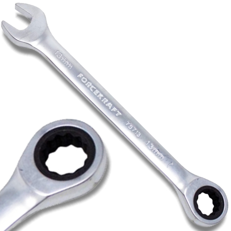 FORCEKRAFT Klucz PŁASKO OCZKOWY z grzechotką 13mm FORCEKRAFT Klucz PŁASKO OCZKOWY z grzechotką 13mm