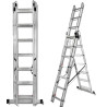 FORCEKRAFT Drabina DWUSTRONNA łączona ALUMINIOWA 3x14 stopni WYSUWANA