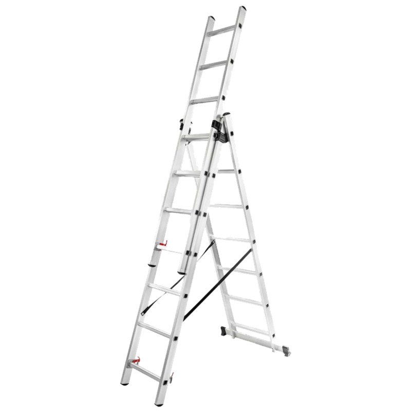 FORCEKRAFT Drabina DWUSTRONNA łączona ALUMINIOWA 3x14 stopni WYSUWANA