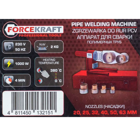 FORCEKRAFT Zgrzewarka do RUR PCV 1000W 6 NASADEK w ZESTAWIE + walizka