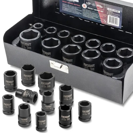 FORCEKRAFT Zestaw NASADEK udarowych 1/2" 13 ELEMENTÓW 6-kątnych (10-24mm)