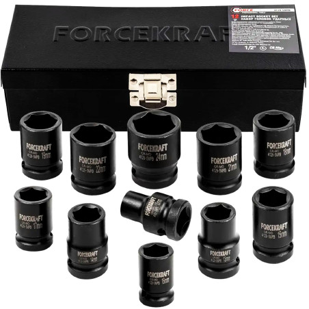 FORCEKRAFT Zestaw NASADEK udarowych 1/2" 13 ELEMENTÓW 6-kątnych (10-24mm)