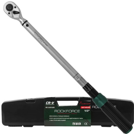 ROCKFORCE Klucz dynamometryczny z blokadą certyfikat 40-220nm 1/2"