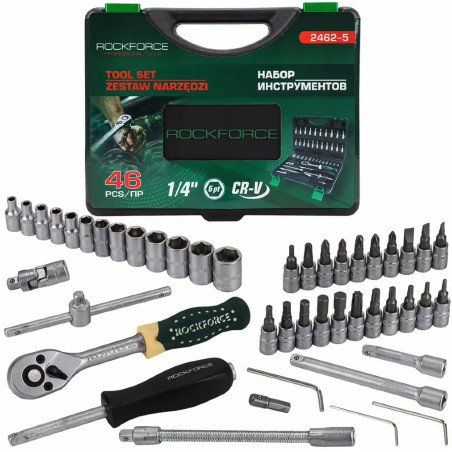 ROCKFORCE Zestaw kluczy nasadowych 1/4" 46 elementów