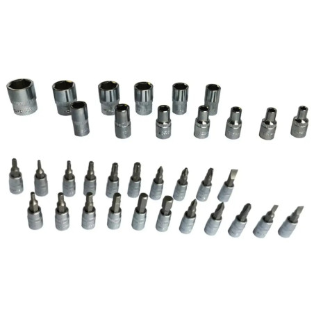 Zestaw kluczy nasadowych nasadek 1/4" PZ PH TORX 46 el. Rockforce