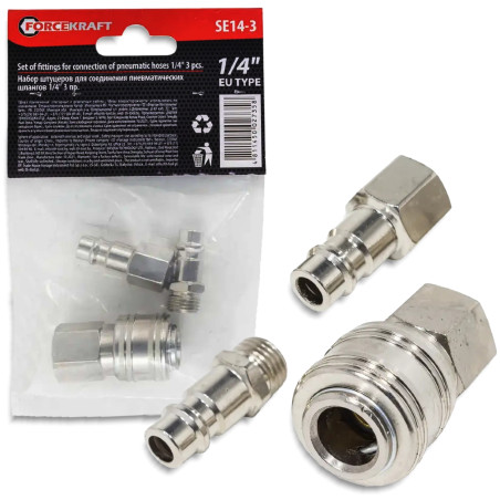 FORCEKRAFT Zestaw SZYBKOZŁĄCZEK 1/4" 3 ELEMENTY