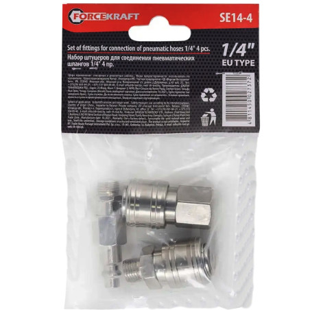 FORCEKRAFT Zestaw SZYBKOZŁĄCZEK 1/4" 4 ELEMENTY