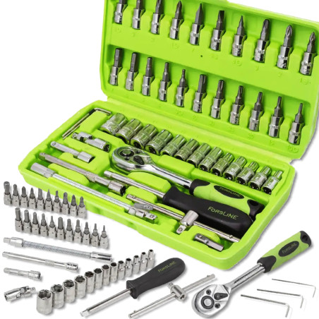 FORSLINE Zestaw KLUCZY nasadowych NASADEK 6-kątnych 1/4" 46 ELEMENTÓW