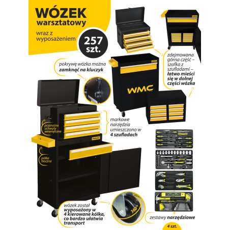 OUTLET WMC Szafka NARZĘDZIOWA wózek warsztatowy DUŻA szafa z WYPOSAŻENIEM