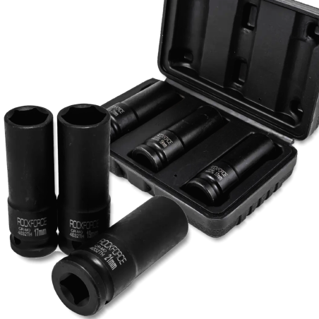 ROCKFORCE Zestaw NASADEK udarowych CIENKOŚCIENYCH 1/2" 6-kątnych 3 ELEMENTY