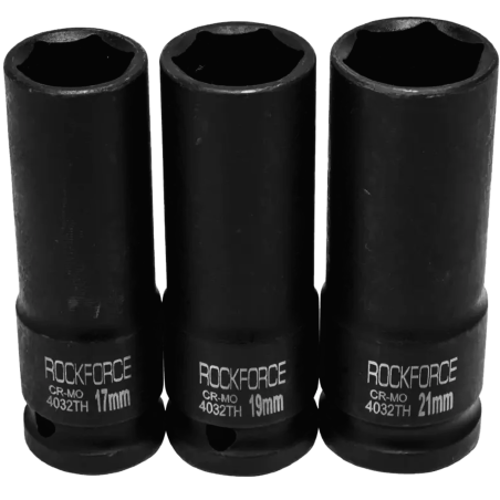 ROCKFORCE Zestaw NASADEK udarowych CIENKOŚCIENYCH 1/2" 6-kątnych 3 ELEMENTY