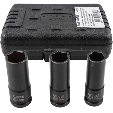 ROCKFORCE Zestaw NASADEK udarowych CIENKOŚCIENYCH 1/2" 6-kątnych 3 ELEMENTY