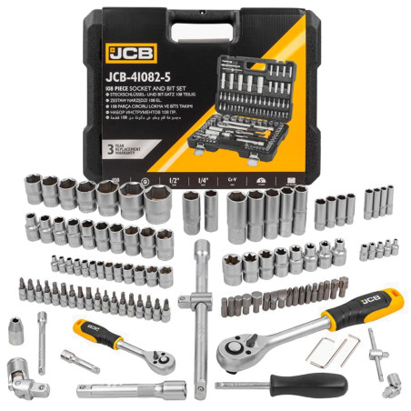 OUTLET JCB Zestaw kluczy nasadowych 6-kątnych 108 ELEMENTÓW Cr-V + walizka