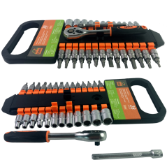 ISMA Zestaw narzędzi 28 ELEMENTÓW nasadki BITY 1/4" stal Crv
