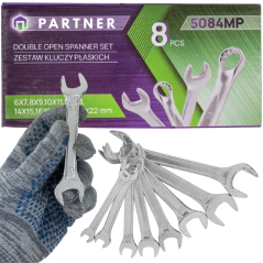PARTNER Zestaw KLUCZY płaskich 8 ELEMENTÓW 6 - 22 mm