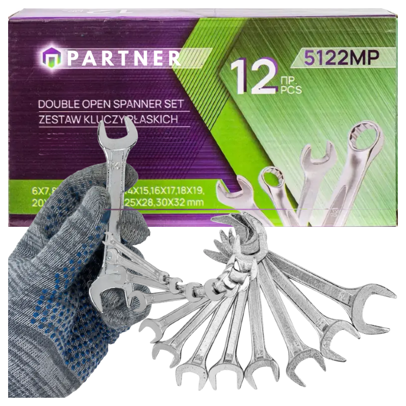 PARTNER Zestaw KLUCZY płaskich 12 ELEMENTÓW 6 - 32 mm PARTNER Zestaw KLUCZY płaskich 12 ELEMENTÓW 6 - 32 mm