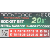 ROCKFORCE Zestaw NASADEK 1/2" 20 ELEMENTÓW z GRZECHOTKĄ i PRZEDŁUŻKĄ 8-32mm