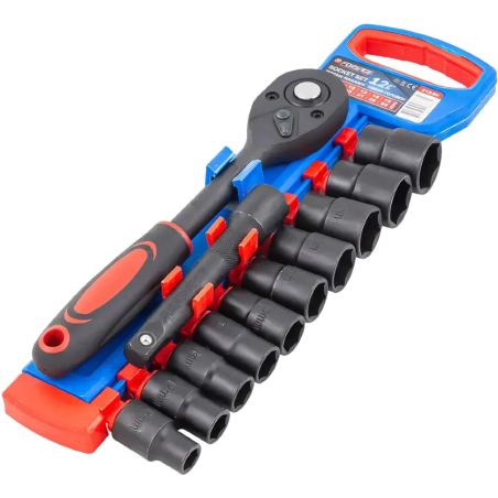 FORSAGE Zestaw NASADEK 1/2" 12 ELEMENTÓW z GRZECHOTKĄ i PRZEDŁUŻKĄ 10-24mm