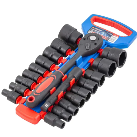 FORSAGE Zestaw NASADEK 1/2" 20 ELEMENTÓW z GRZECHOTKĄ i PRZEDŁUŻKĄ 8-32mm