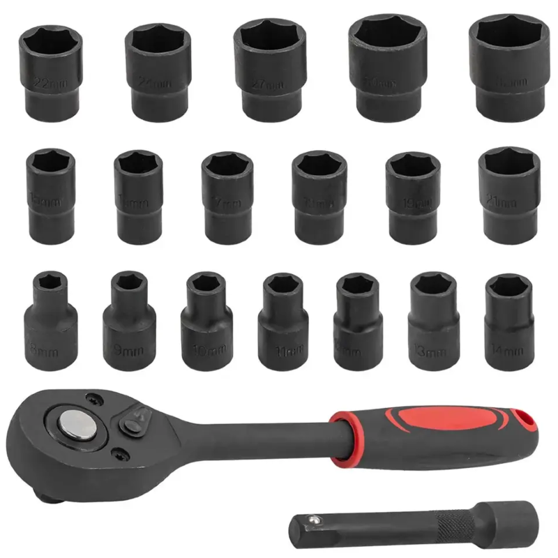 FORSAGE Zestaw NASADEK 1/2" 20 ELEMENTÓW z GRZECHOTKĄ i PRZEDŁUŻKĄ 8-32mm