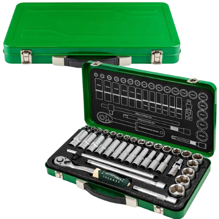 ROCKFORCE Zestaw NARZĘDZI nasadek 1/2" 36 el z adapterami i PRZEDŁUŻKAMI