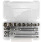 ROCKFORCE Zestaw NARZĘDZI nasadek 3/8" 20 el z adapterami i PRZEDŁUŻKAMI ROCKFORCE Zestaw NARZĘDZI nasadek 3/8" 20 el z adapterami i PRZEDŁUŻKAMI