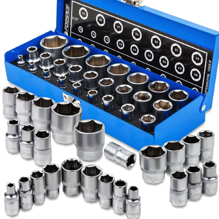 FORSAGE Zestaw NASADEK udarowych 6-kątnych 25 ELEMENTÓW 1/4" 1/2" 4-32mm