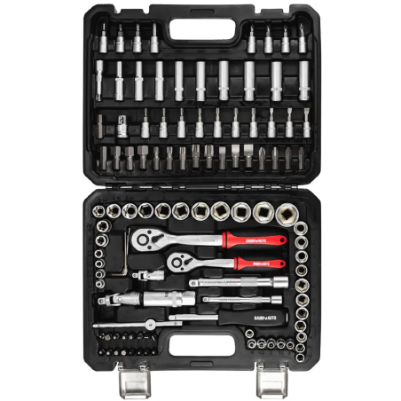 BAUMAUTO Zestaw narzędzi DUŻY 108 ELEMENTÓW 1/4" 3/8" 6-kątnych 4-22mm