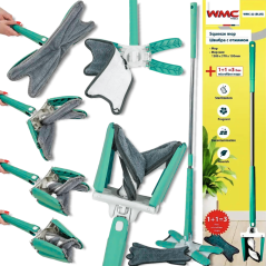 WMC Mop PODŁOGOWY obrotowy WYCISKANY typu X z WYCISKACZEM + 3 NAKŁADKI