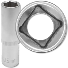 JCB Nasadka GŁĘBOKA 1/2" 15mm 6-kątna Cr-V klucz NASADOWY