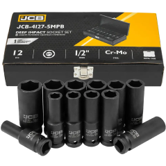JCB Zestaw NASADEK udarowych GŁĘBOKICH 1/2" Cr-Mo 6-kątnych 10 ELEMENTÓW