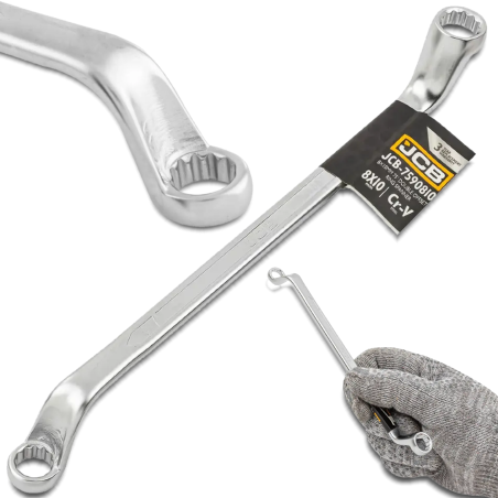 JCB Klucz OCZKOWY 2-stronny dgięty o 75 STOPNI 8x10mm Cr-V 12-KĄTNY