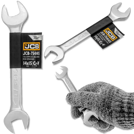 JCB Klucz PŁASKI CR-V 14-15mm DWUSTRONNY mocny SOLIDNY standard