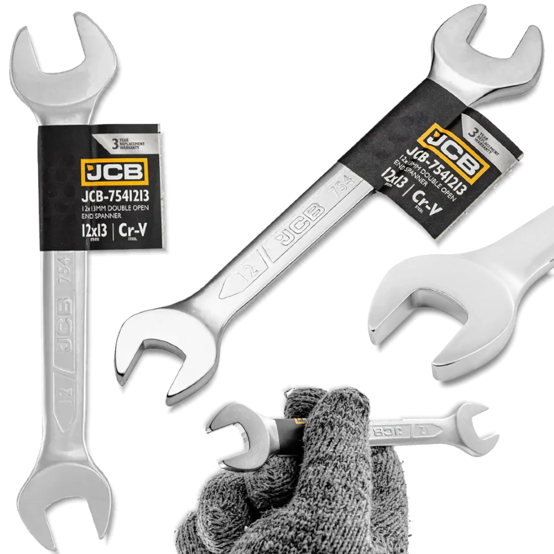 JCB Klucz PŁASKI CR-V 12-13mm DWUSTRONNY mocny SOLIDNY standard JCB Klucz PŁASKI CR-V 12-13mm DWUSTRONNY mocny SOLIDNY standard