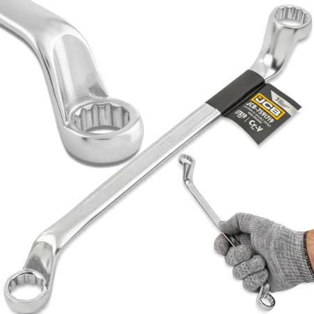 JCB Klucz OCZKOWY 2-stronny odgięty o 75 STOPNI 17x19 mm Cr-V 12-KĄTNY