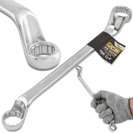 JCB Klucz OCZKOWY 2-stronny odgięty o 75 STOPNI 27x30 mm Cr-V 12-KĄTNY