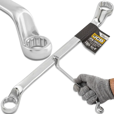 JCB Klucz OCZKOWY 2-stronny odgięty o 75 STOPNI 22x24 mm Cr-V 12-KĄTNY