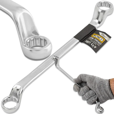 JCB Klucz OCZKOWY 2-stronny odgięty o 75 STOPNI 24x27 mm Cr-V 12-KĄTNY