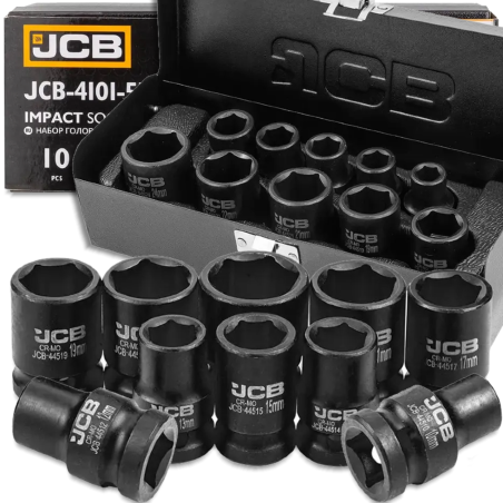 JCB Zestaw NASADEK udarowych 1/2" Cr-Mo 6-kątnych 10 ELEMENTÓW 10-24mm